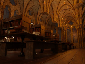 Library old room public Gothic props modular Model 3D