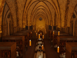 Library old room public Gothic props modular Model 3D
