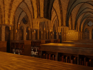 Library old room public Gothic props modular Model 3D