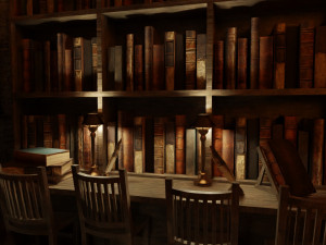 Library old room public Gothic props modular Model 3D