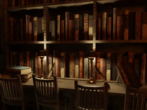 Library old room public Gothic props modular 3D Model