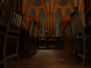 Library old room public Gothic props modular Model 3D