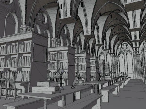 Library old room public Gothic props modular 3D Model