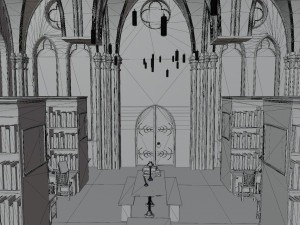 Library old room public Gothic props modular Model 3D
