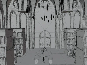 Library old room public Gothic props modular 3D Model