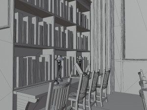 Library old room public Gothic props modular Model 3D