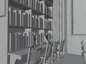 Library old room public Gothic props modular 3D Model