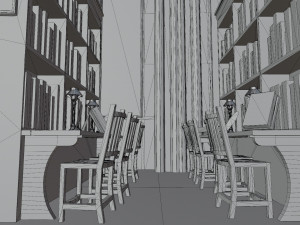 Library old room public Gothic props modular Model 3D