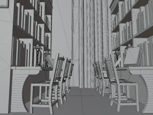 Library old room public Gothic props modular 3D Model