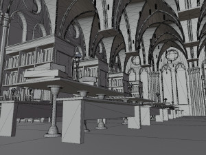 Library old room public Gothic props modular Model 3D
