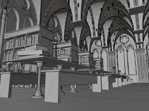 Library old room public Gothic props modular 3D Model