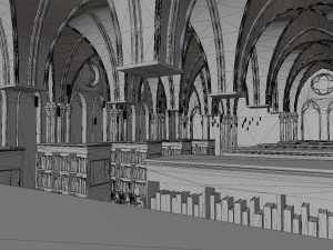 Library old room public Gothic props modular Model 3D