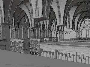Library old room public Gothic props modular 3D Model