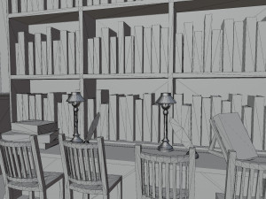 Library old room public Gothic props modular Model 3D