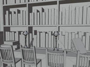 Library old room public Gothic props modular 3D Model