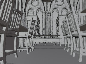 Library old room public Gothic props modular Model 3D