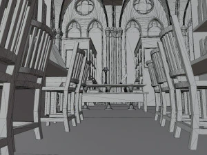 Library old room public Gothic props modular 3D Model