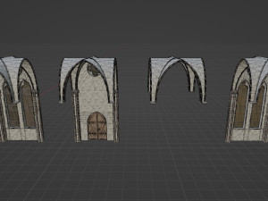 Library old room public Gothic props modular Model 3D