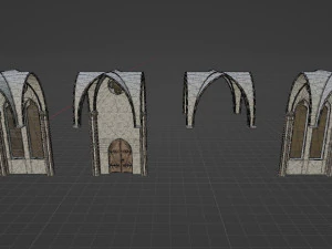 Library old room public Gothic props modular 3D Model