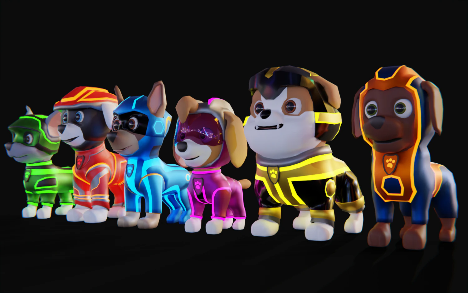Cartoon animal dogs PAWS Patrol 3D Model .c4d .max .obj .3ds .fbx .stl .blend 