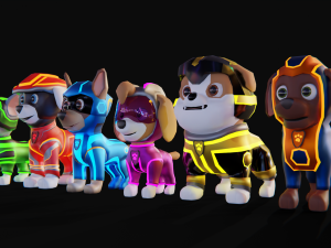 Cartoon animal dogs PAWS Patrol 3D Model