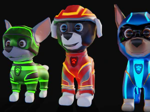 Cartoon animal dogs PAWS Patrol 3D Model