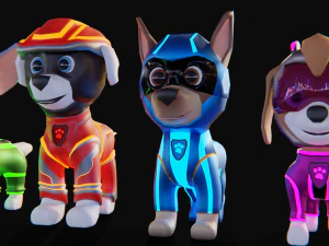 Cartoon animal dogs PAWS Patrol 3D Model