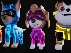 Cartoon animal dogs PAWS Patrol 3D Model