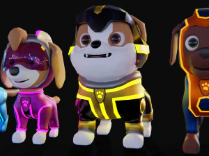 Cartoon animal dogs PAWS Patrol 3D Model