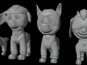Cartoon animal dogs PAWS Patrol 3D Model