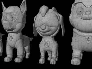 Cartoon animal dogs PAWS Patrol 3D Model