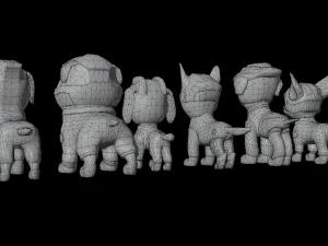 Cartoon animal dogs PAWS Patrol 3D Model