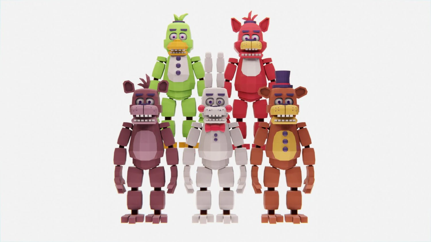 Animatronics character low poly fnaf 3D Model .c4d .max .obj .3ds .fbx .stl .blend 