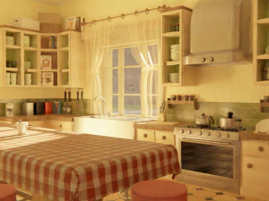 Cartoon Kitchen Room Props 3D Model