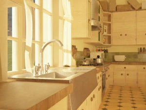 Cartoon Kitchen Room Props 3D Model