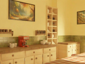 Cartoon Kitchen Room Props 3D Model