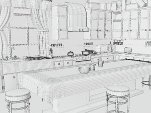 Cartoon Kitchen Room Props Modelo 3D