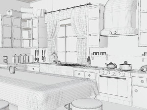 Cartoon Kitchen Room Props Modelo 3D