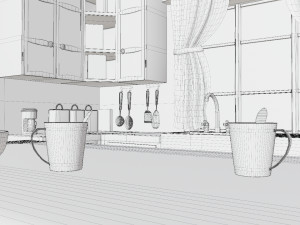 Cartoon Kitchen Room Props Modelo 3D