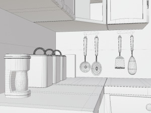Cartoon Kitchen Room Props Modelo 3D