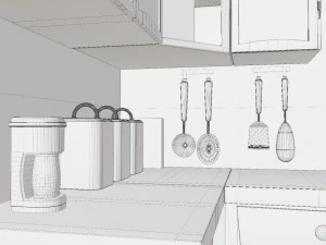 Cartoon Kitchen Room Props 3D Model