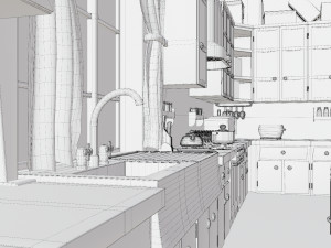 Cartoon Kitchen Room Props Modelo 3D