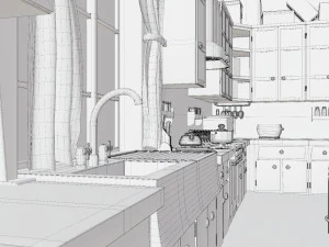 Cartoon Kitchen Room Props 3D Model