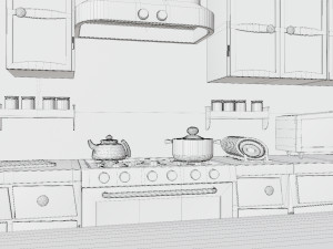 Cartoon Kitchen Room Props Modelo 3D