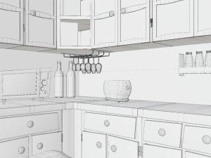 Cartoon Kitchen Room Props 3D Model