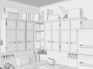 Cartoon Kitchen Room Props Modelo 3D