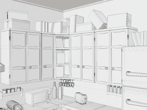 Cartoon Kitchen Room Props 3D Model