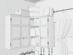 Cartoon Kitchen Room Props 3D Model