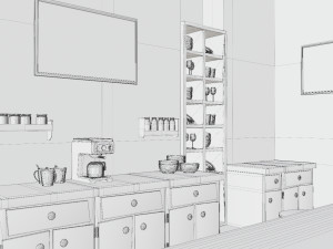Cartoon Kitchen Room Props Modelo 3D