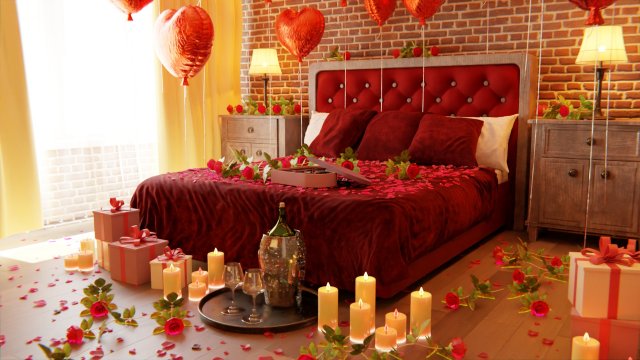 Valentines day Bedroom Model 3D .c4d .max .obj .3ds .fbx .stl .blend 